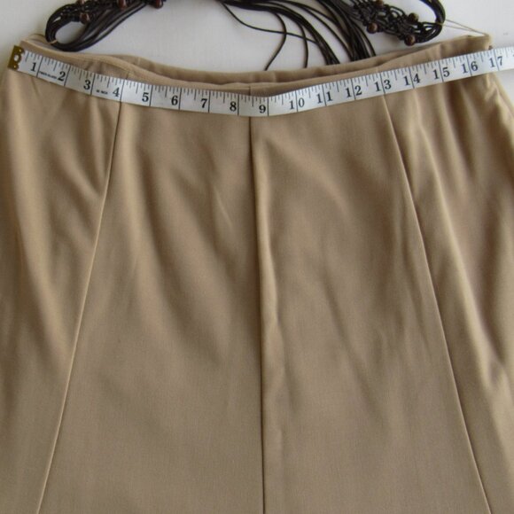 Intriguing Threads Women's Tan Midi A-Line Flowy Skirt With Belt Size 12 - Picture 5 of 6